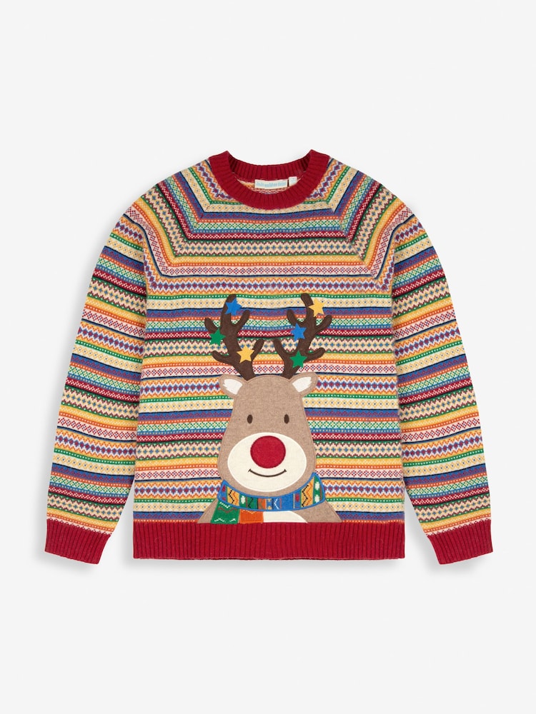 JoJo Maman Bébé herentrui met rendierapplicatie en Fairisle-patroon - Image 3 of 4