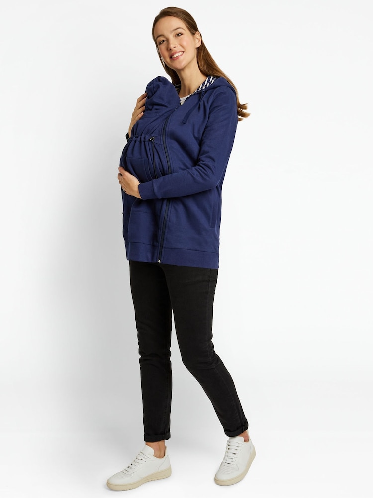 JoJo Maman Bébé Navy Blue 3-in-1 Hoodie with Baby Carrier Panel - Image 2 of 4