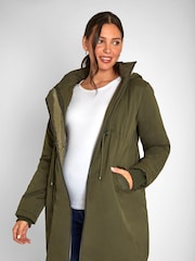 JoJo Maman Bébé Khaki Cosy 2-in-1 Maternity Parka - Image 5 of 7