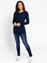 JoJo Maman Bébé Navy Cowl Neck Nursing Top - Image 1 of 5