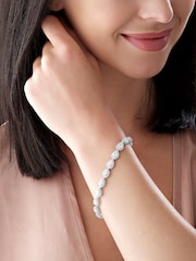 Beaverbrooks Sterling Silver Pear-Shaped Cubic Zirconia Halo Bracelet - Image 2 of 4