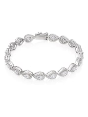 Beaverbrooks Sterling Silver Pear-Shaped Cubic Zirconia Halo Bracelet - Image 3 of 4