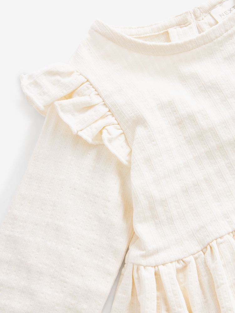 Bela - ovratnik Frill Textured bluze (3mths-7yrs) - Slika 7 iz 7 Bela - ovratnik Frill Textured bluze (3mths-7yrs) - Slika 7 iz 7