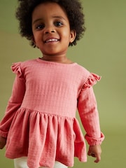 rožnata - ovratnik Frill Textured bluze (3mths-7yrs) - Slika 1 iz 7