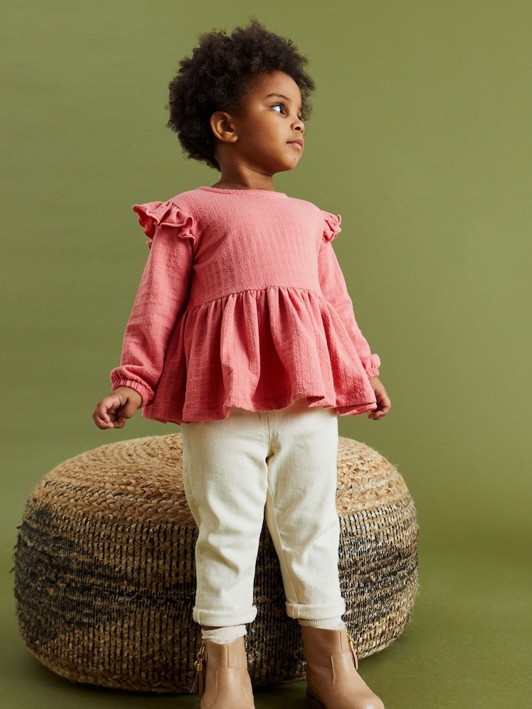 rožnata - ovratnik Frill Textured bluze (3mths-7yrs) - Slika 2 iz 7