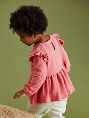 rožnata - ovratnik Frill Textured bluze (3mths-7yrs) - Slika 3 iz 7
