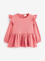 rožnata - ovratnik Frill Textured bluze (3mths-7yrs) - Slika 5 iz 7