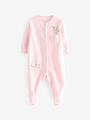 Pale Pink Baby Velour Sleepsuit (0mths-3yrs) - Image 4 of 6