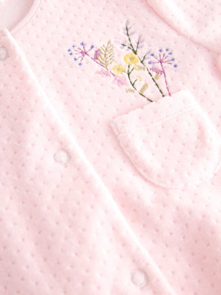 Pale Pink Baby Velour Sleepsuit (0mths-3yrs) - Image 6 of 6