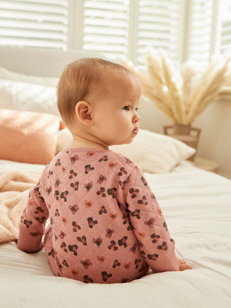 Pink Quilted Baby Sleepsuit - Image 2 of 6