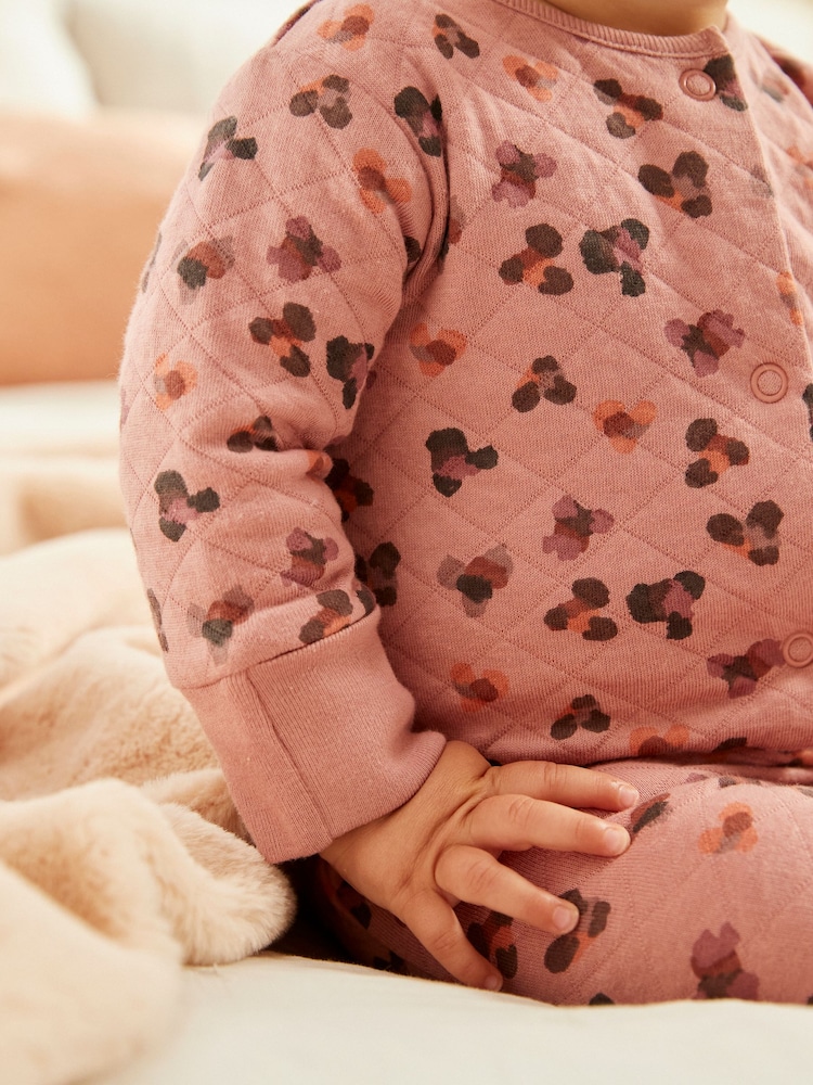 Pink Quilted Baby Sleepsuit - Image 3 of 6