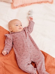 Blush Pink Velour Sleepsuit (0mths-3yrs) - Image 1 of 7