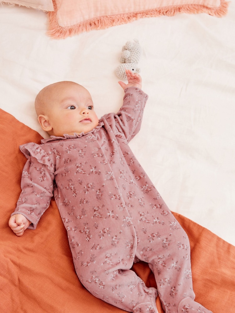 Blush Pink Velour Sleepsuit (0mths-3yrs) - Image 1 of 7