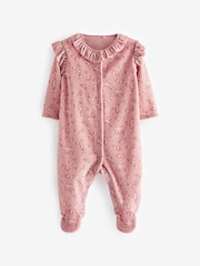 Blush Pink Velour Sleepsuit (0mths-3yrs) - Image 5 of 7