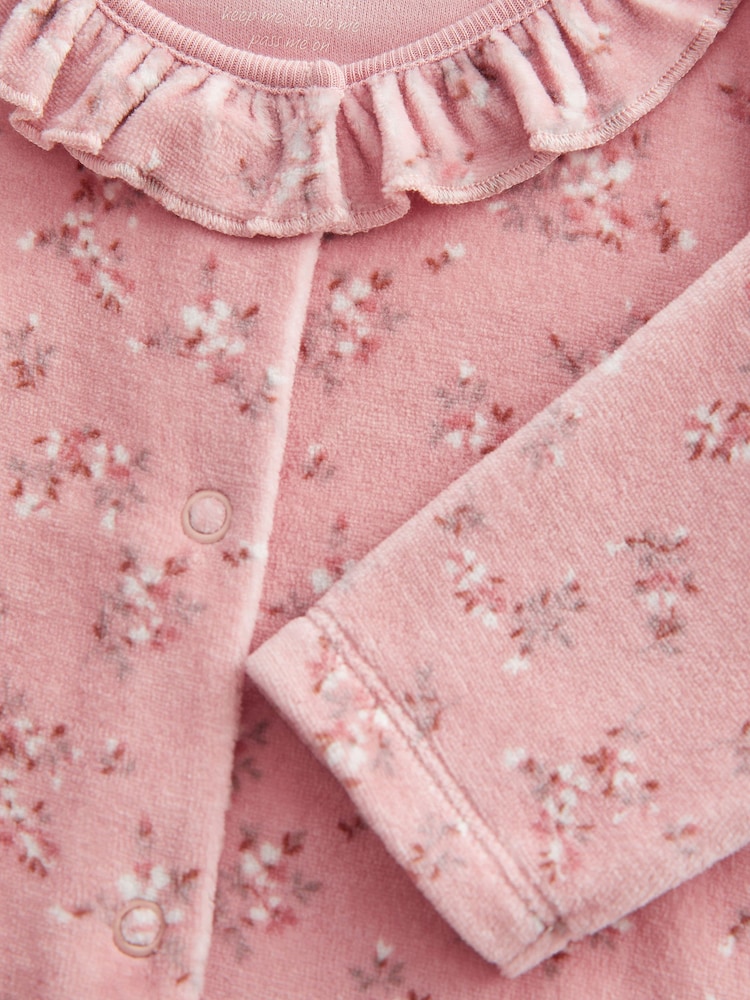 Blush Pink Velour Sleepsuit (0mths-3yrs) - Image 7 of 7