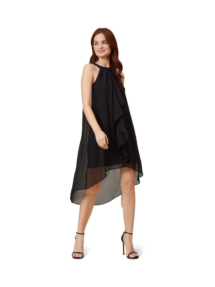 Adrianna Papell Black Chiffon And Jersey Dress - Image 1 of 5 Adrianna Papell Black Chiffon And Jersey Dress - Image 1 of 5