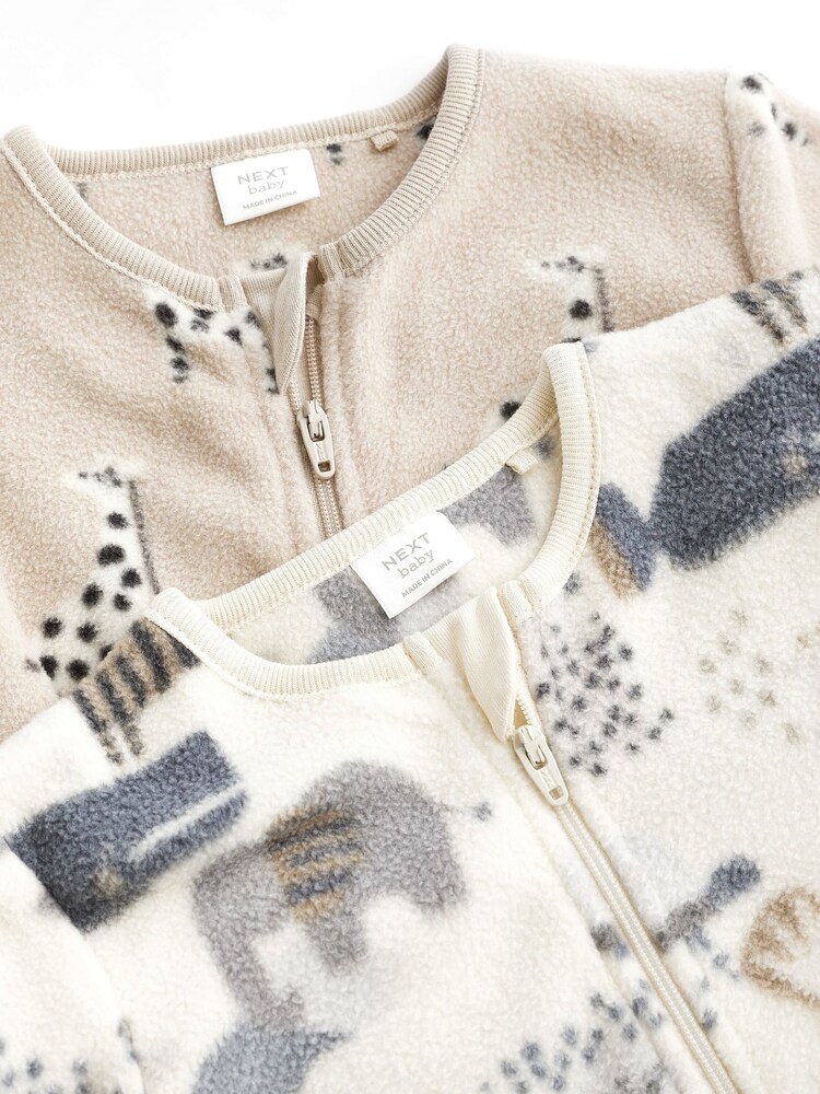 Grey Fleece Baby Sleepsuits 2 Pack - Image 4 of 7