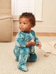 Teal Blue Baby Fleece Sleepsuit - Image 1 of 11