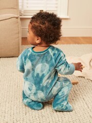 Teal Blue Baby Fleece Sleepsuit - Image 2 of 11