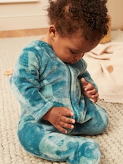 Teal Blue Baby Fleece Sleepsuit - Image 3 of 11
