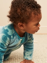 Teal Blue Baby Fleece Sleepsuit - Image 4 of 11