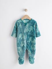Teal Blue Baby Fleece Sleepsuit - Image 5 of 11