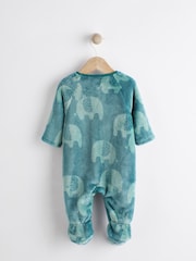 Teal Blue Baby Fleece Sleepsuit - Image 6 of 11