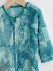 Teal Blue Baby Fleece Sleepsuit - Image 7 of 11