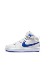 Белый/синий - Nike подростковые кроссовки средней длины Nike Court Borough - Image 2 of 11