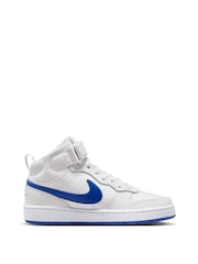 Белый/синий - Nike подростковые кроссовки средней длины Nike Court Borough - Image 3 of 11