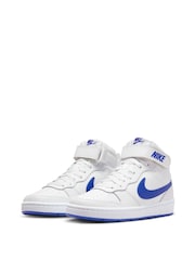 Белый/синий - Nike подростковые кроссовки средней длины Nike Court Borough - Image 5 of 11
