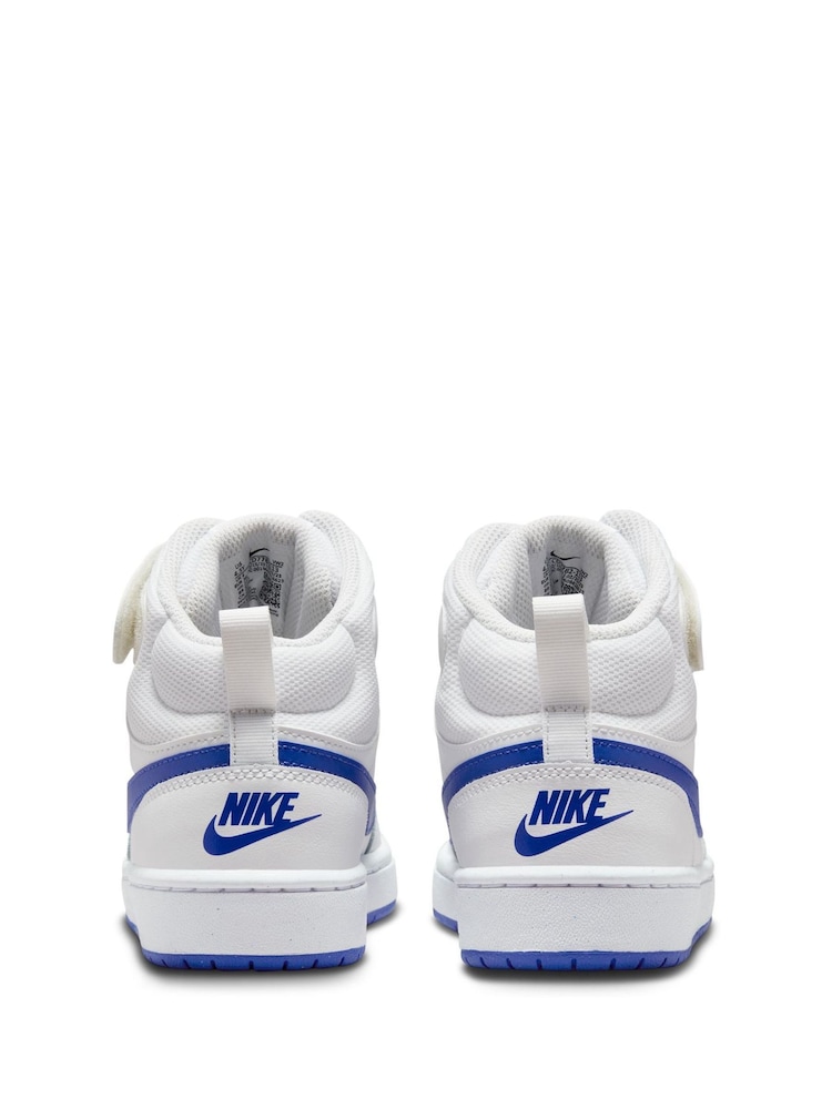 Nike White/Blue Youth Court Borough Mid Trainers - Image 7 of 11