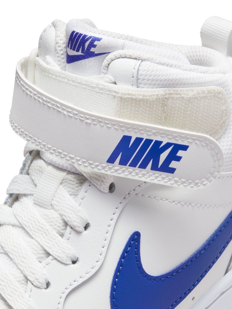 Nike White/Blue Youth Court Borough Mid Trainers - Image 9 of 11
