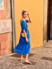 Monsoon Blue Plain Ring Detail Midi Dress - Image 1 of 6