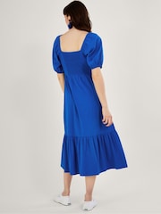Monsoon Blue Plain Ring Detail Midi Dress - Image 3 of 6