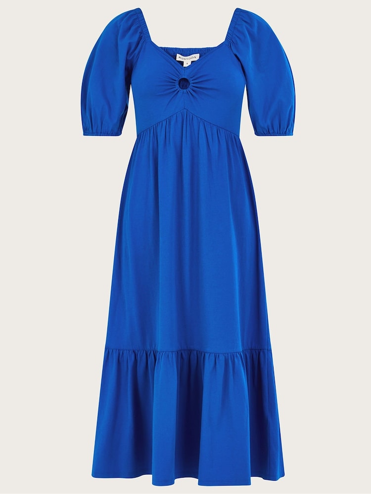 Monsoon Blue Plain Ring Detail Midi Dress - Image 6 of 6
