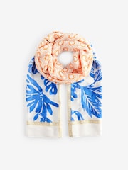 Blue / Orange Floral Print Lightweight Scarf - Image 3 of 5