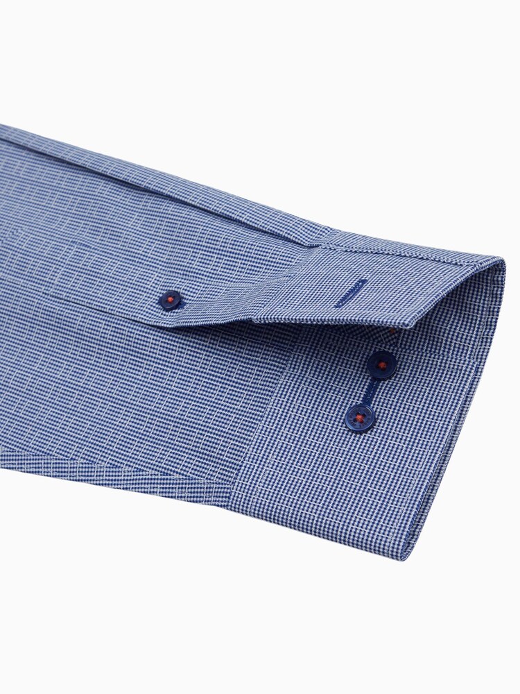 Jeff Banks Blue 100% Cotton Houndstooth Rectangle Shirt - Image 2 of 4