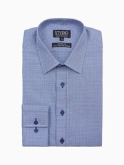 Jeff Banks Blue 100% Cotton Houndstooth Rectangle Shirt - Image 4 of 4