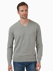 Jeff Banks Grey 100% Cotton V-Neck Knit Jumper - Image 1 of 5
