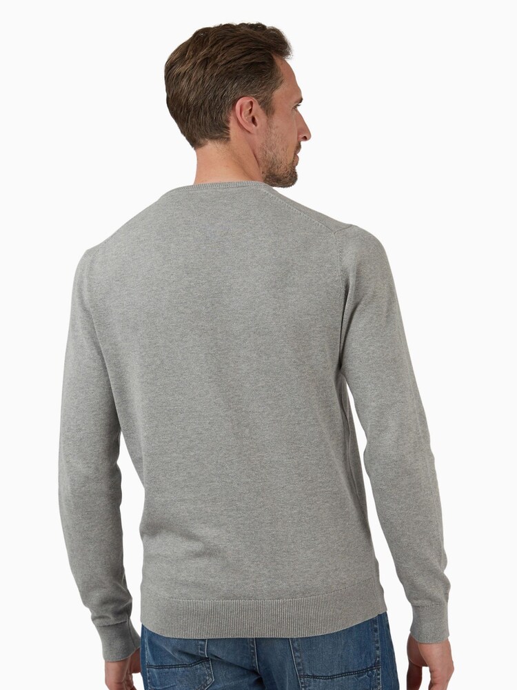 Jeff Banks Grey 100% Cotton V-Neck Knit Jumper - Image 2 of 5