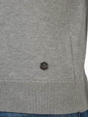 Jeff Banks Grey 100% Cotton V-Neck Knit Jumper - Image 5 of 5