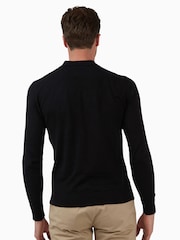 Jeff Banks Black Jeff Banks Grey 100% Cotton Long Sleeve Knit Polo Shirt - Image 2 of 4