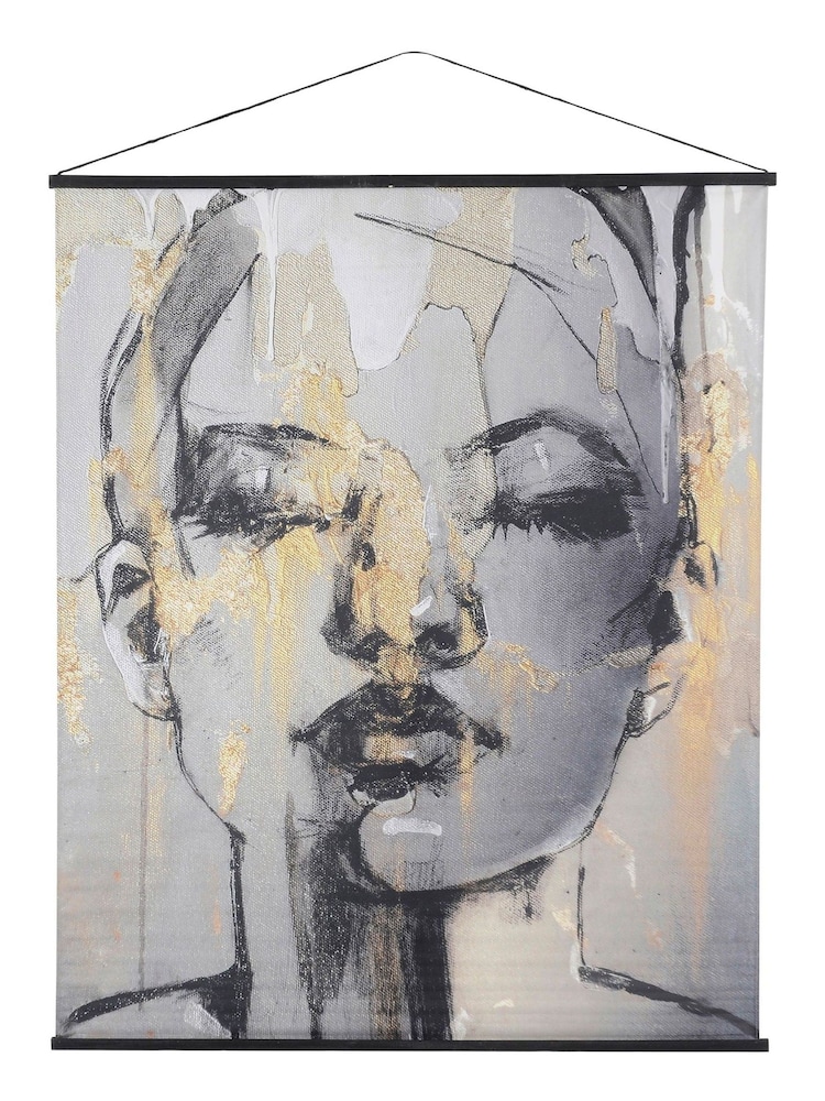 Libra Grey Sketched Female Velvet Wall Hanging - Image 2 of 2 Libra Grey Sketched Female Velvet Wall Hanging - Image 2 of 2