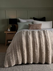 Natural Knitted Stripe Throw - Image 1 of 2
