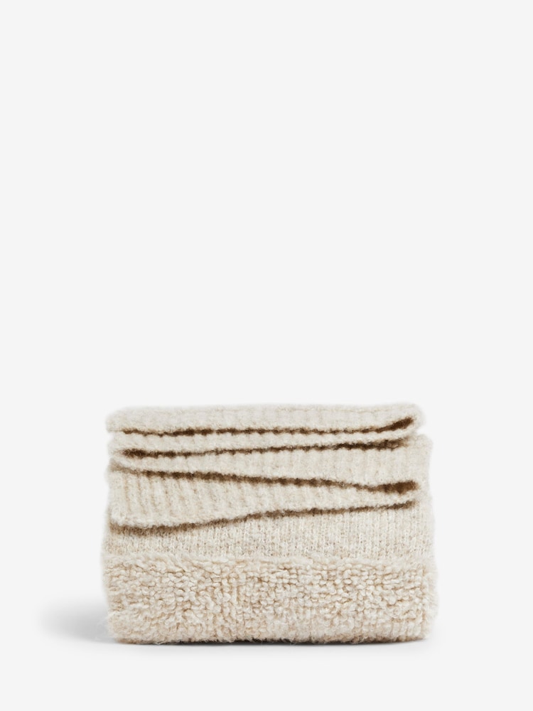 Natural Knitted Stripe Throw - Image 2 of 2
