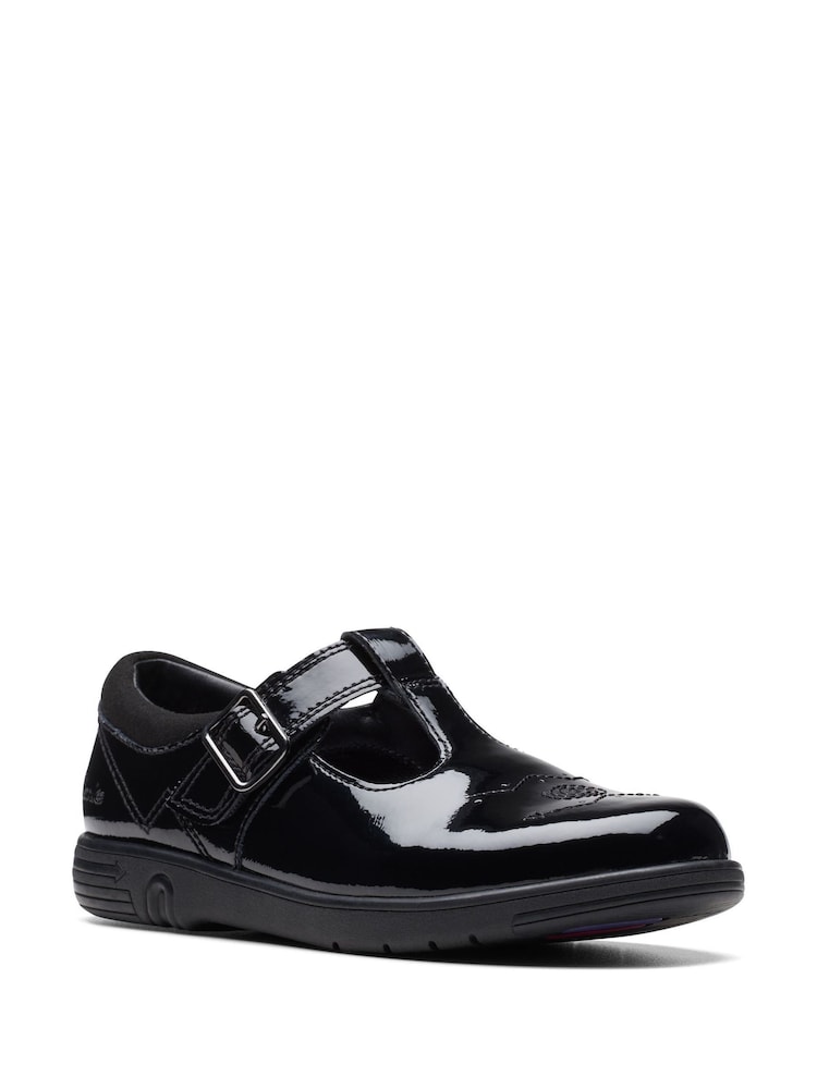 Clarks Black Patent Multi Fit Jazzy Tap School Shoes - Image 3 of 7