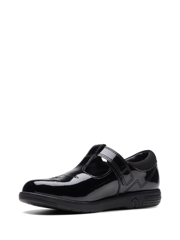 Clarks Black Patent Multi Fit Jazzy Tap School Shoes - Image 4 of 7