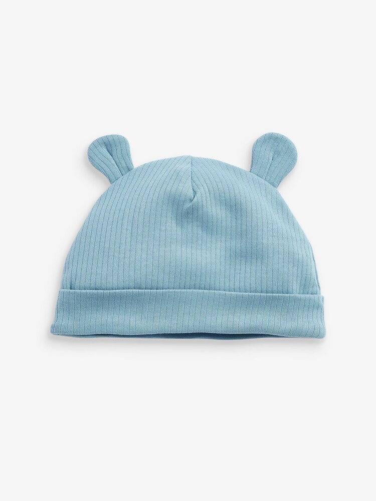 Niebieski - 3 Pack Baby Bear Ear Beanie Hats (0-18mths) - Image 3 of 5