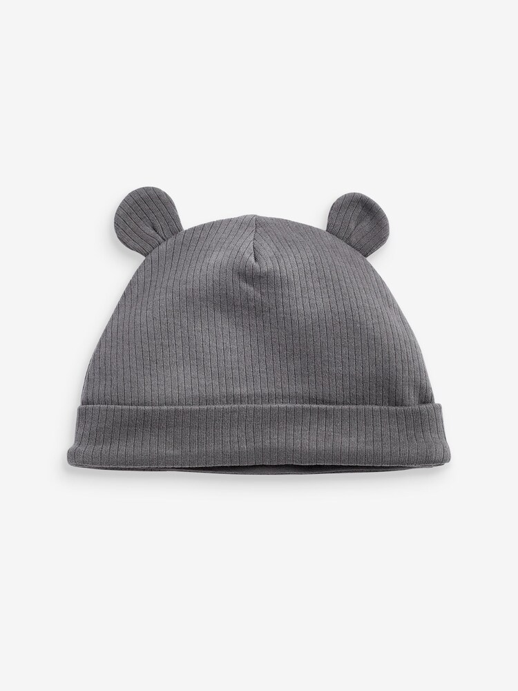 Niebieski - 3 Pack Baby Bear Ear Beanie Hats (0-18mths) - Image 4 of 5